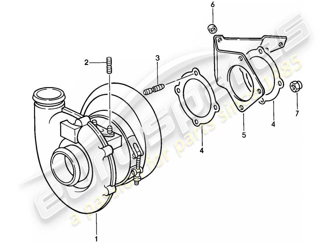 porsche 911 (1989) exhaust gas turbocharger part diagram