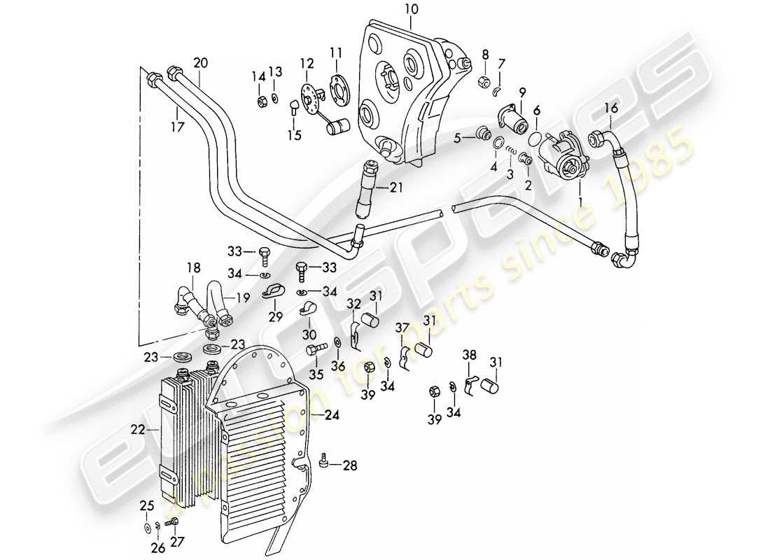 porsche 911 (1972) engine lubrication - auxiliary units - for - typ 911/53/63 - d - mj 1972>> - mj 1973 parts diagram