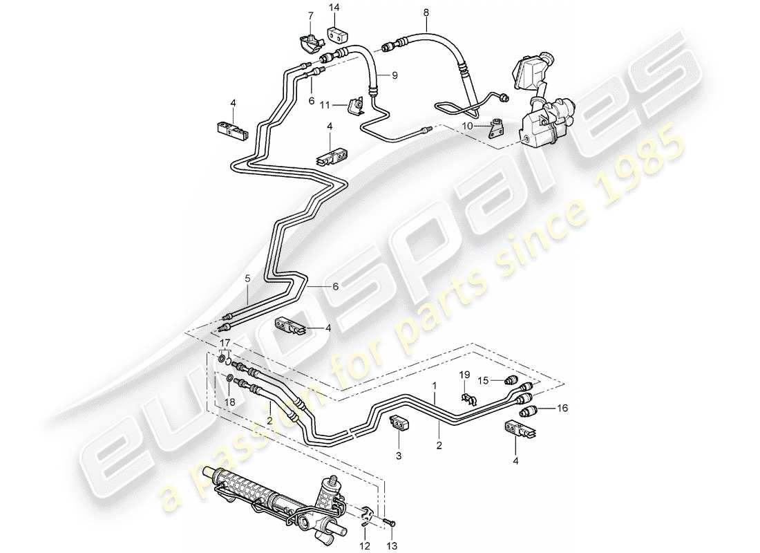 porsche 2005 (996) power steering - hydraulic line - f >> 99-4s630 356 - f >> 99-4s603 928 - f >> 99-4s642 725 part diagram