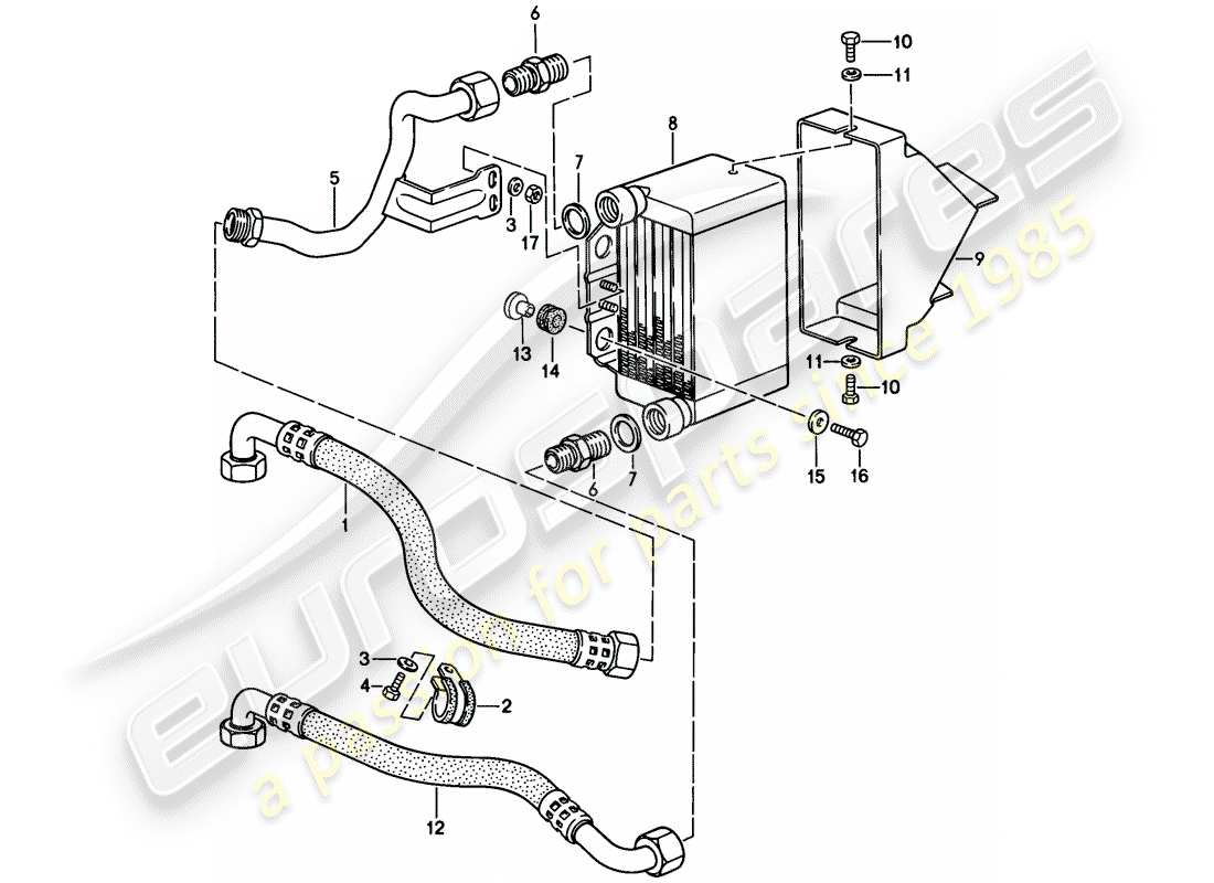 porsche 944 (1986) oil cooling parts diagram