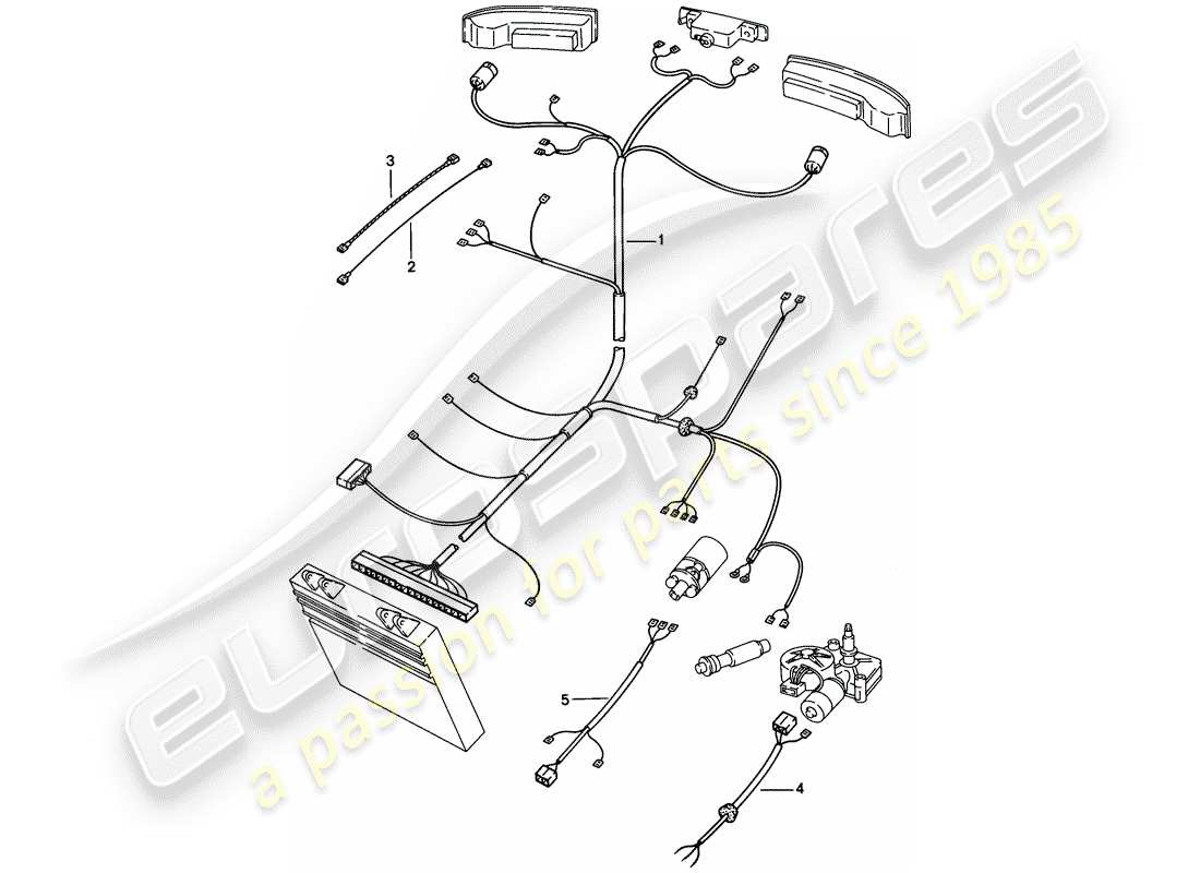 porsche 1987 (924s) wiring harnesses - rear end part diagram