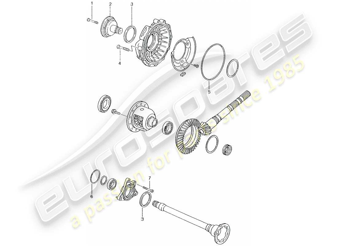 porsche 2002 (996) tiptronic - - differential - differential case part diagram