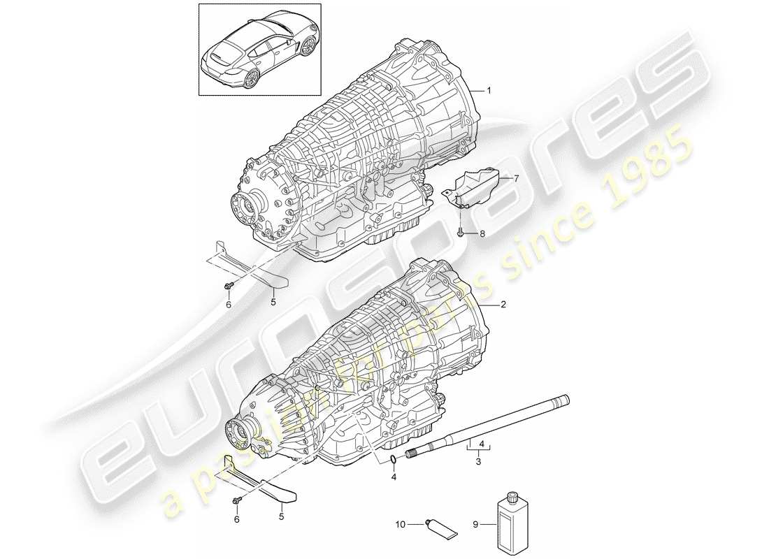 porsche panamera 970 (2014) 7-speed dual clutch gearbox parts diagram