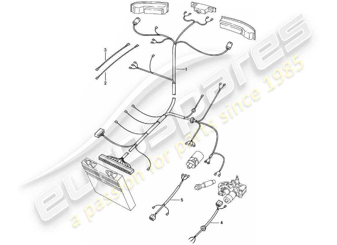 porsche 1984 (924) wiring harnesses - rear end part diagram