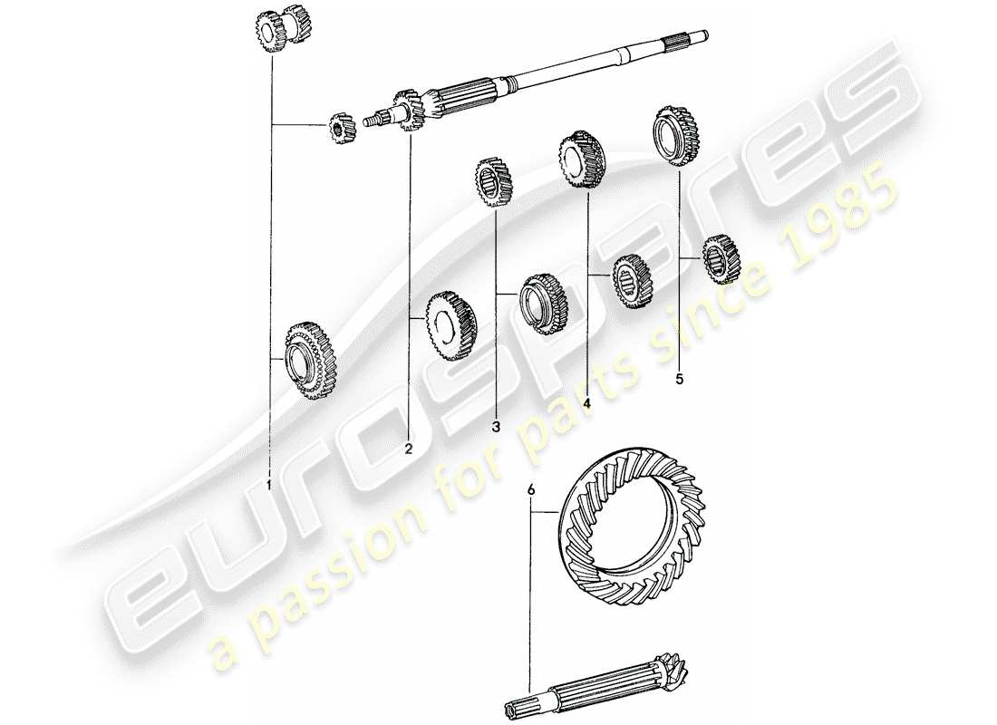 porsche 1970 (914) gear wheel sets - for - 5-speed - transmission part diagram