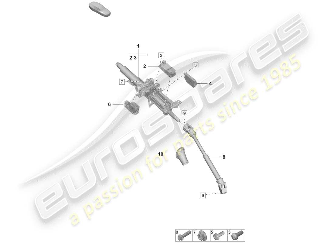 porsche 2019 (992-1) steering column part diagram