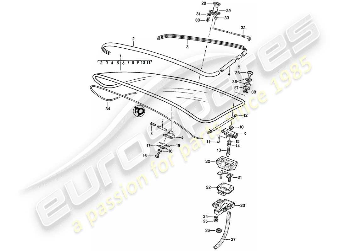 porsche 1981 (924) rear trunk lid - without: - spoiler part diagram