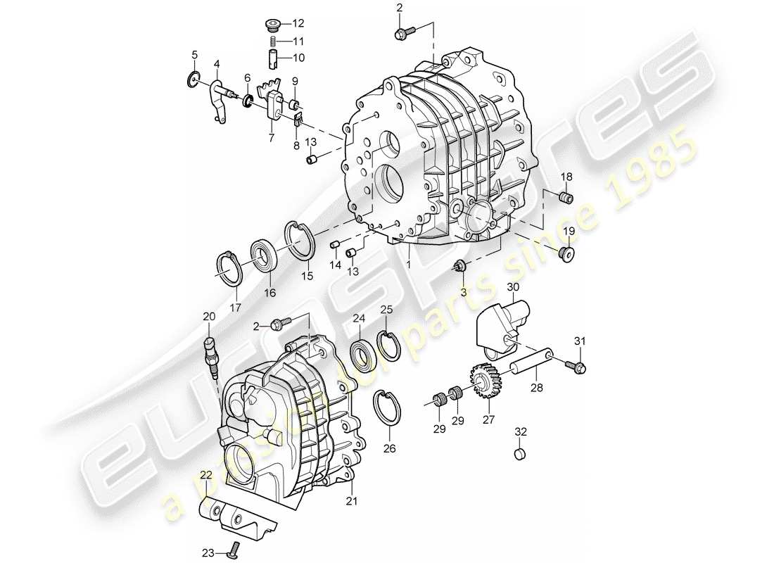 porsche 2007 (997-1 turbo / gt2) gear housing parts diagram