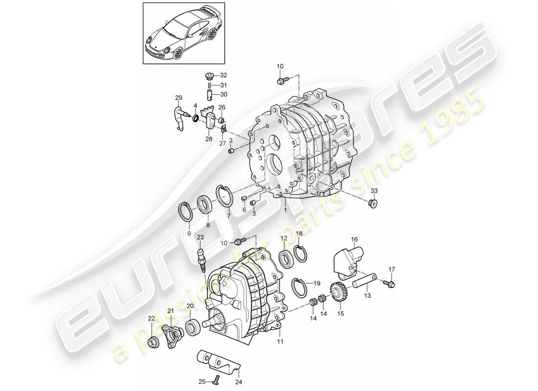 porsche 2008 (997-1 turbo / gt2) gear housing part diagram