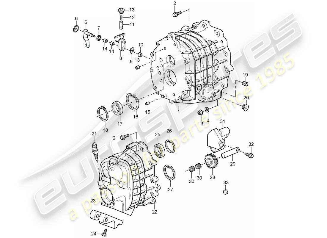 porsche 2007 (997-1 gt3) gear housing part diagram