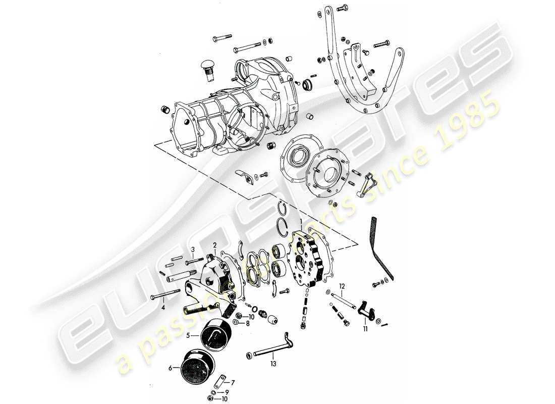 porsche 1963 (356b/356c) transmission cover - intermediate plate part diagram