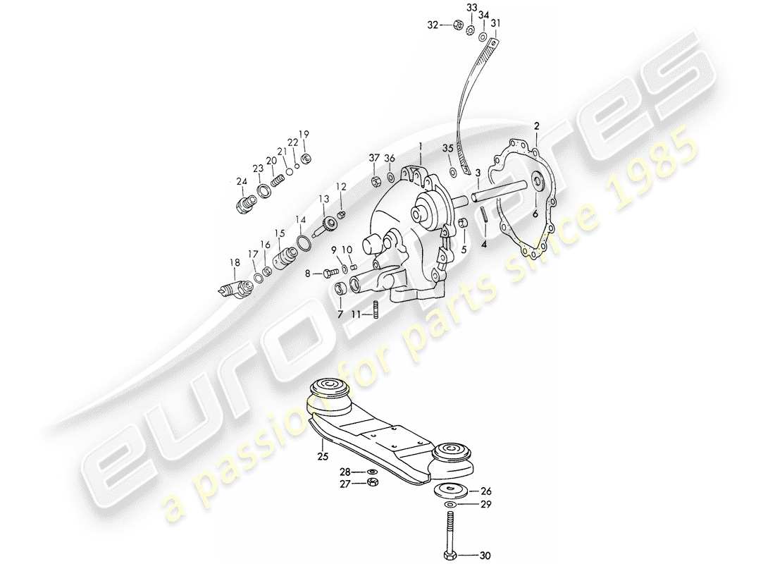 porsche 1970 (911) transmission cover - transmission suspension - sportomatic - d >> - mj 1971 part diagram