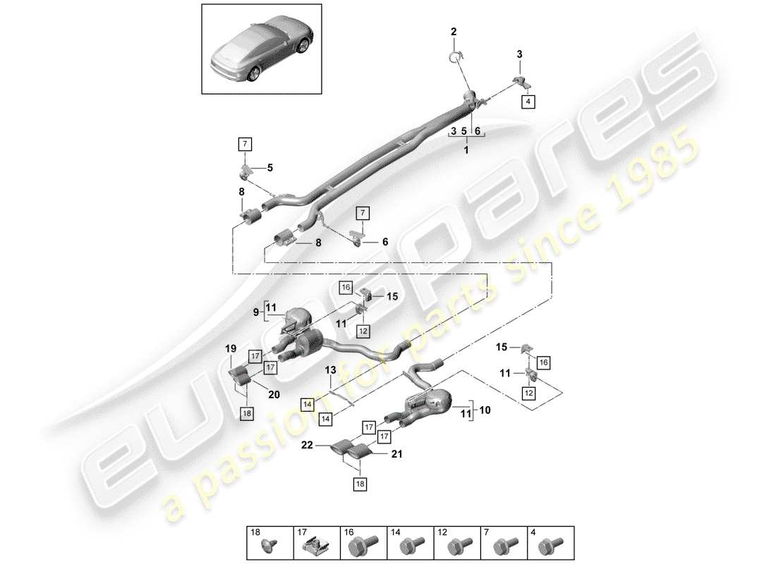 porsche 2020 (panamera 971-1) exhaust system part diagram