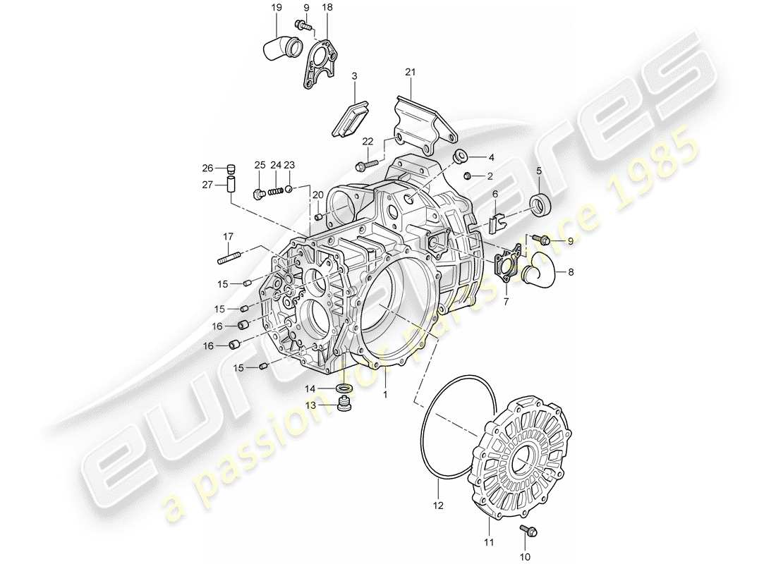 porsche 2008 (997-1 gt3) transmission case part diagram