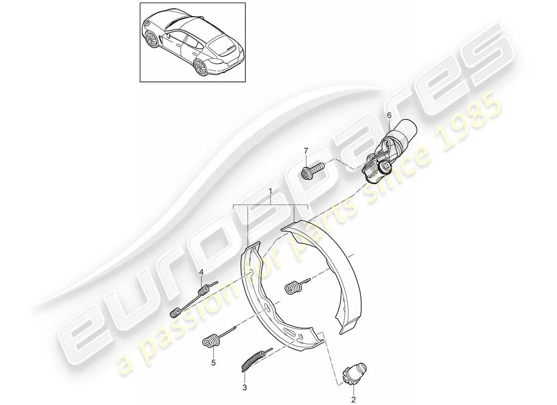 porsche panamera 970 (2016) parking brake parts diagram