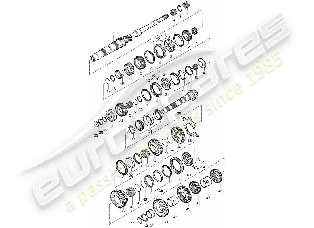 porsche 997 (2007) gears and shafts part diagram