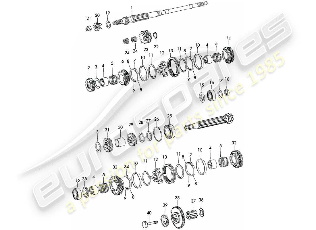 porsche 1971 (911) gears and shafts - sportomatic - d - mj 1972>> part diagram
