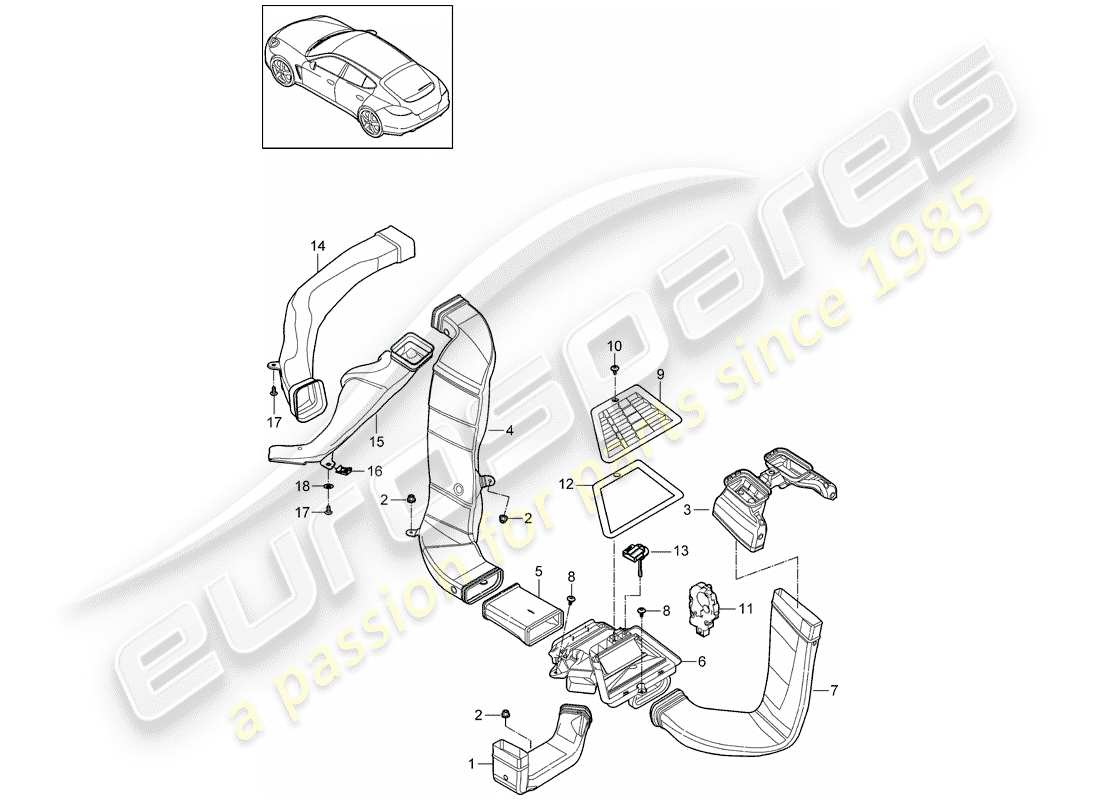 porsche 2016 (panamera 970) air duct part diagram