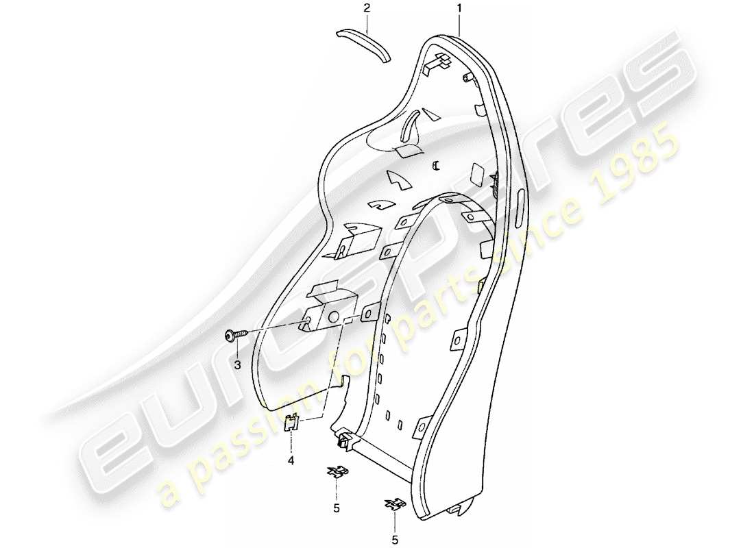 porsche 996 t/gt2 (2004) backrest shell - sports seat parts diagram