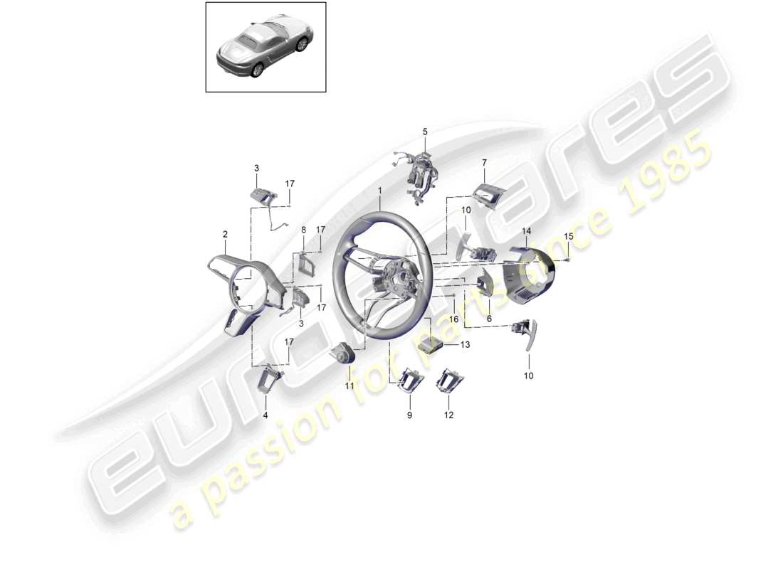 porsche 2018 (718 boxster) steering wheel individual parts parts diagram