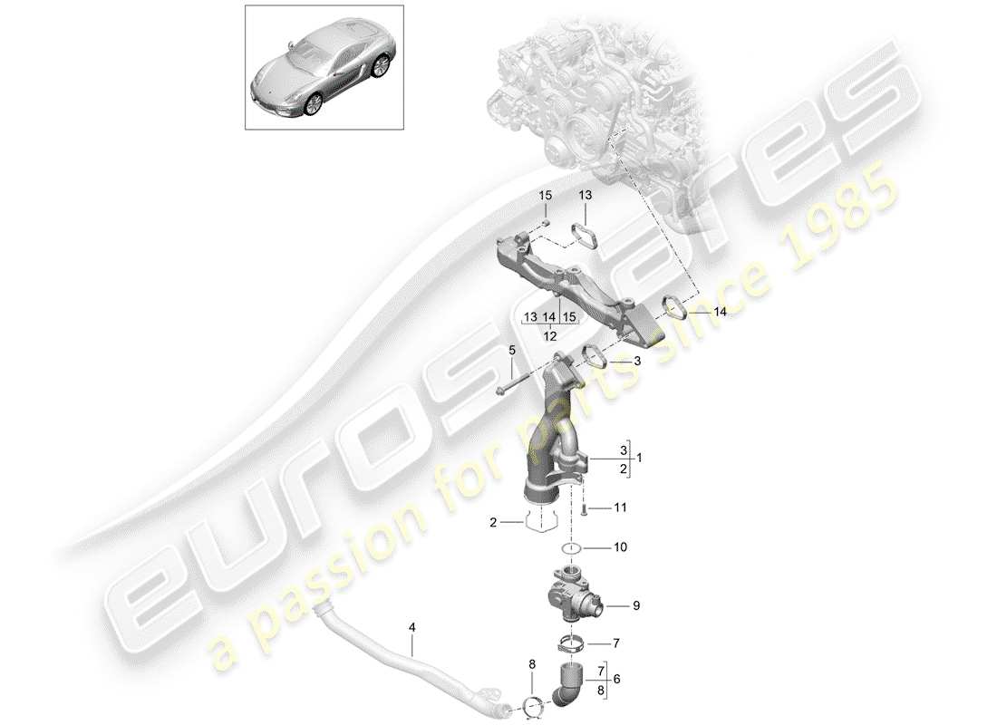porsche 2016 (981 cayman) sub-frame part diagram