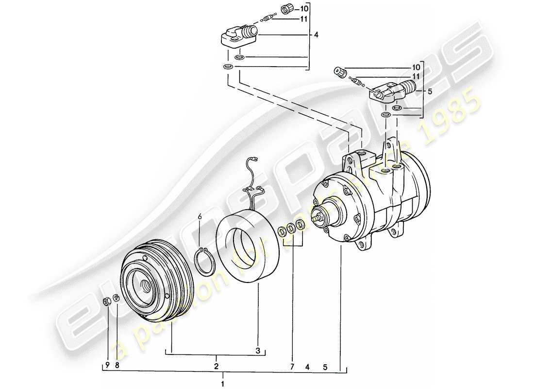 porsche 1984 (944) compressor parts diagram
