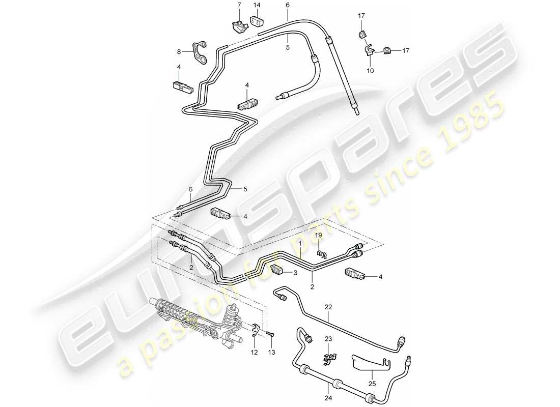porsche 2007 (997-1 gt3) power steering part diagram