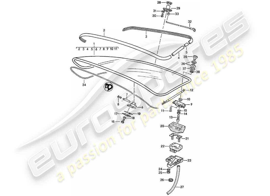 porsche 924 (1980) rear trunk lid - without: - spoiler part diagram