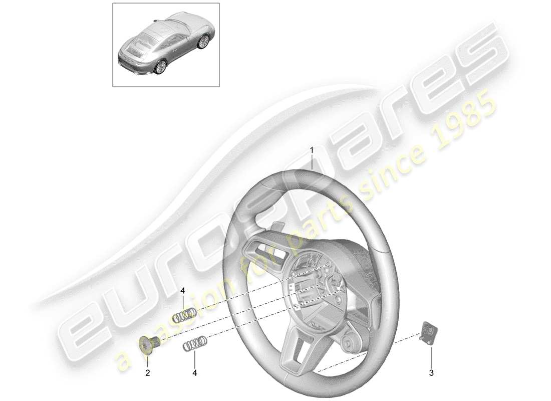 porsche 2020 (991-2) steering wheel part diagram
