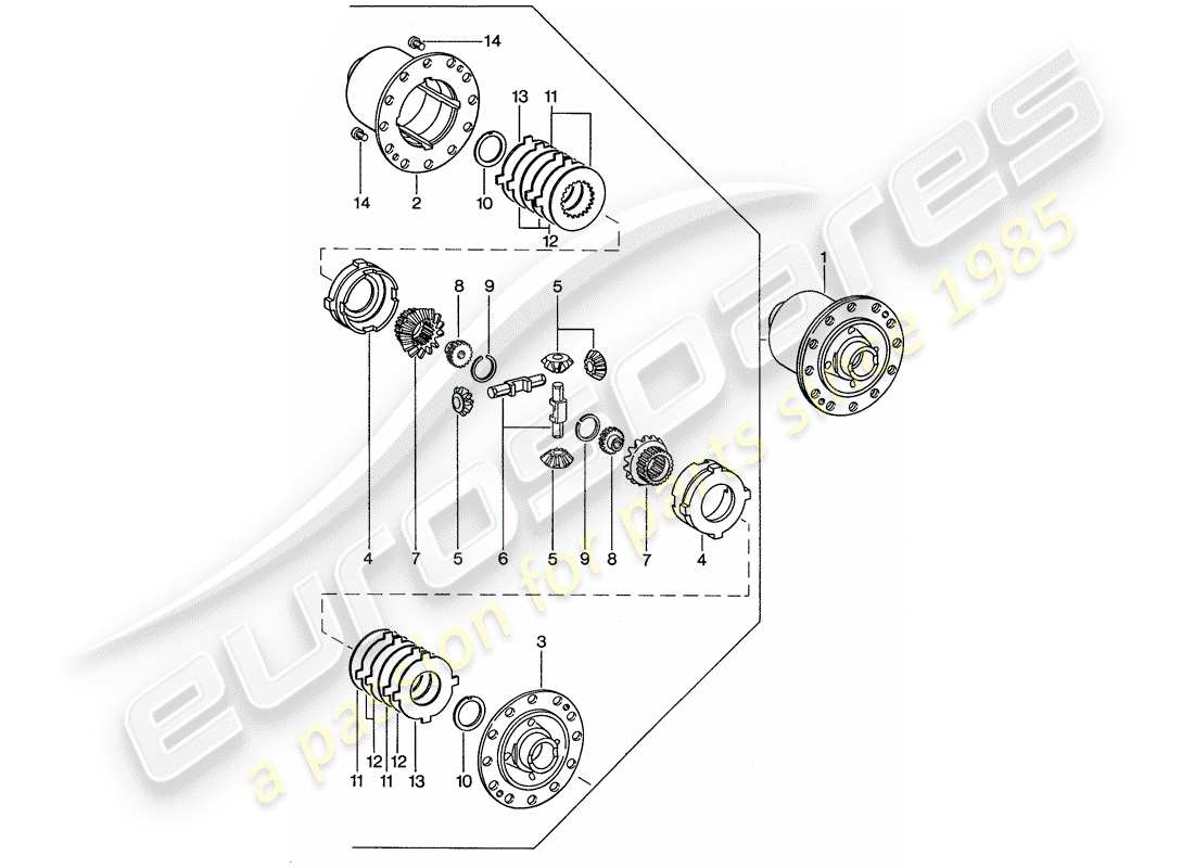 porsche 1976 (911) limited slip differential part diagram