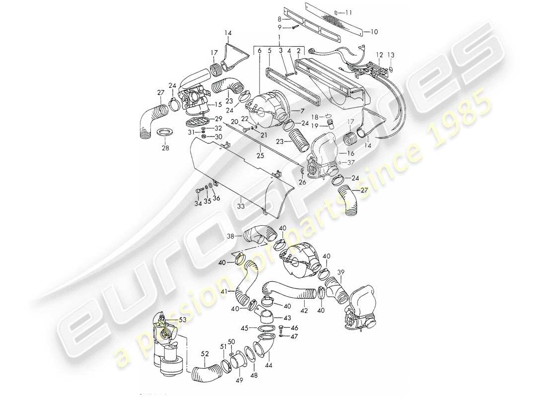 porsche 1973 (911) ventilation - and - heater parts diagram