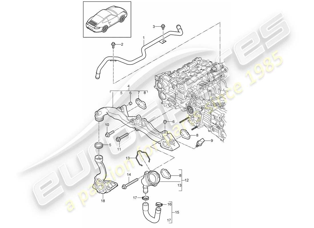 porsche 2010 (997-2) sub-frame part diagram
