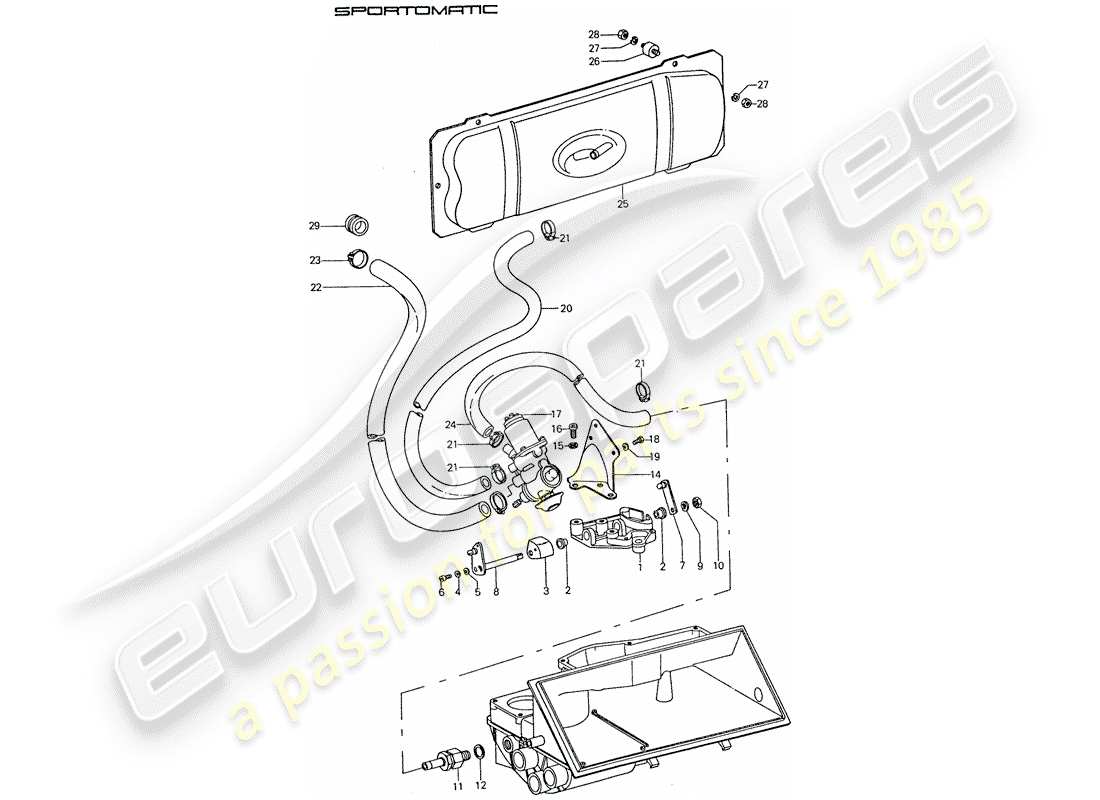 porsche 1974 (911) vacuum system - for - clutch release part diagram