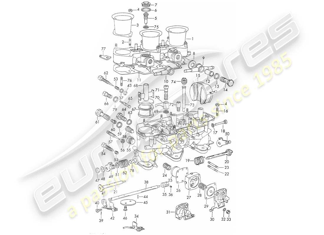 porsche 1971 (911) repair material - for - carburetor - - weber - - - 40 idtp 1 3c/3c1 - d >> - mj 1971 part diagram