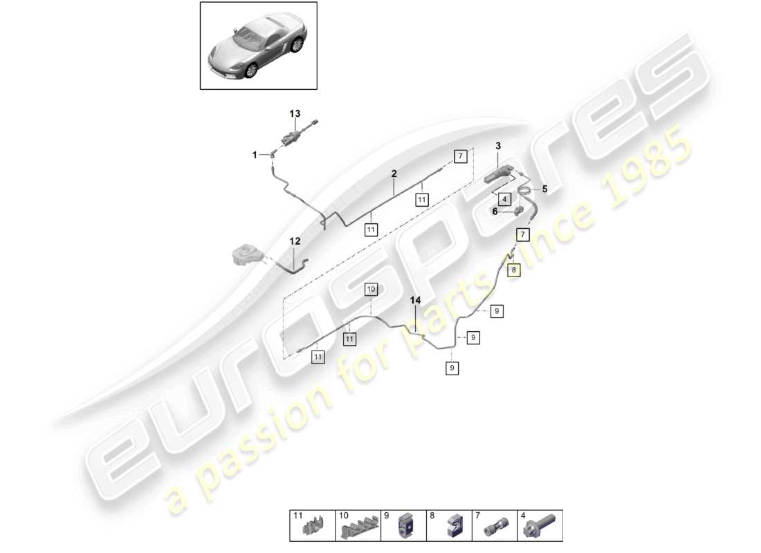 porsche 2018 (718 boxster) hydraulic coupling actuation clutch master cylinder clutch slave cylinder hose part diagram