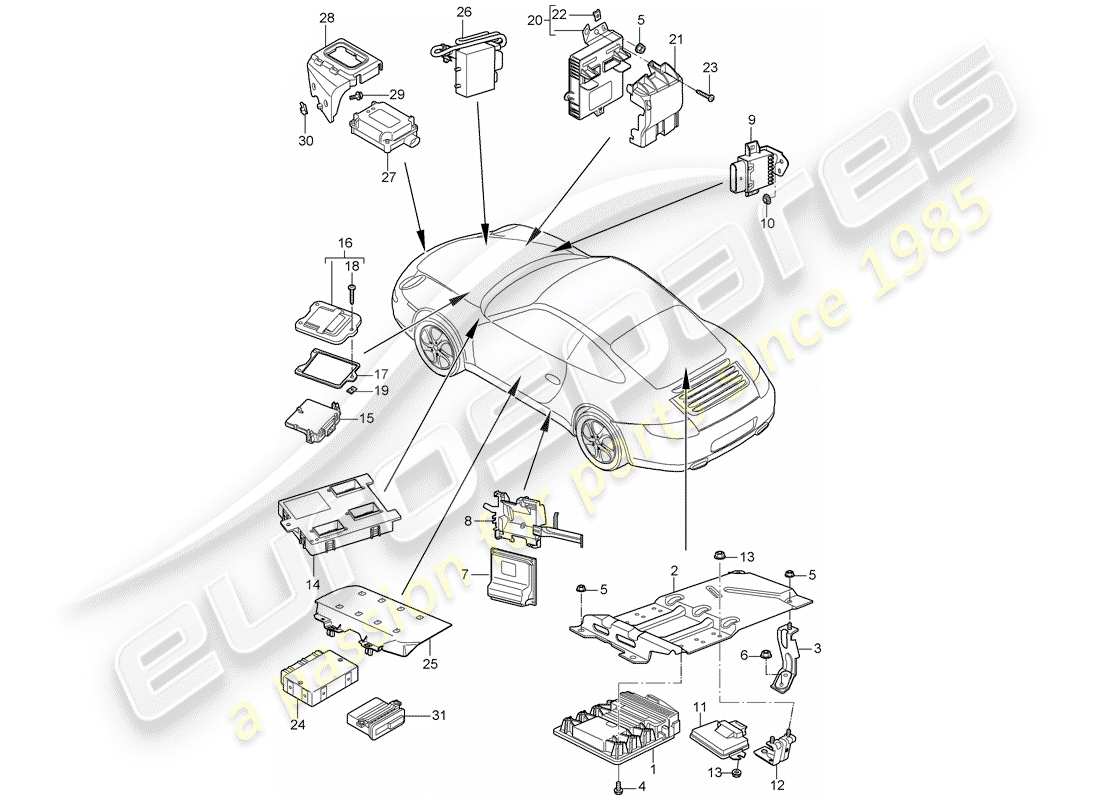 porsche 2010 (997-2) control units part diagram
