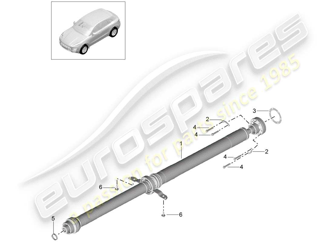 porsche 2015 (macan) propeller shaft part diagram