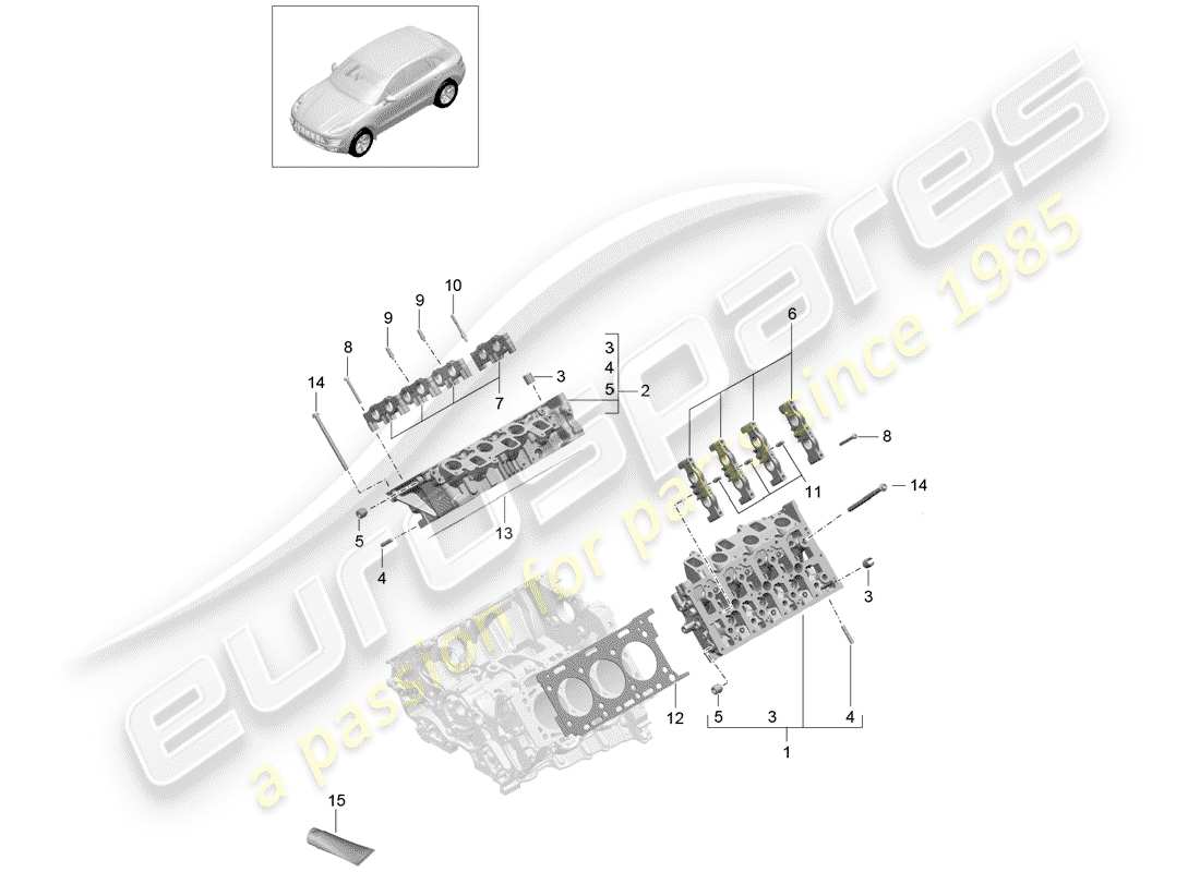 porsche 2015 (macan) cylinder head part diagram