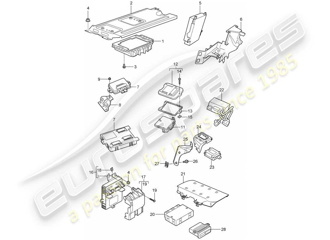 porsche 2007 (997-1 turbo / gt2) control units parts diagram
