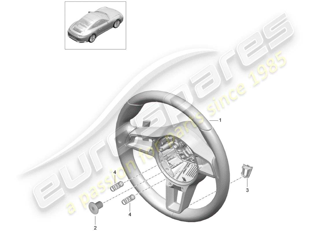 porsche 991 gen. 2 (2020) steering wheel parts diagram