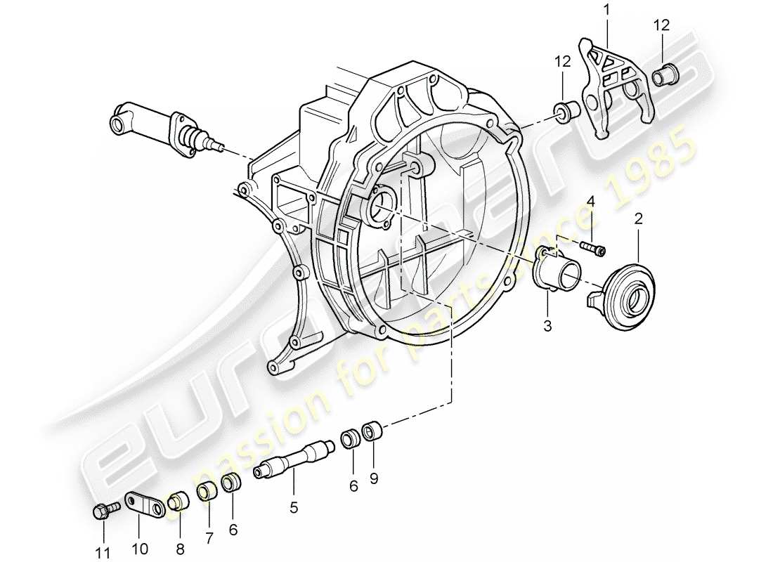 porsche 2007 (997-1 turbo / gt2) clutch release part diagram