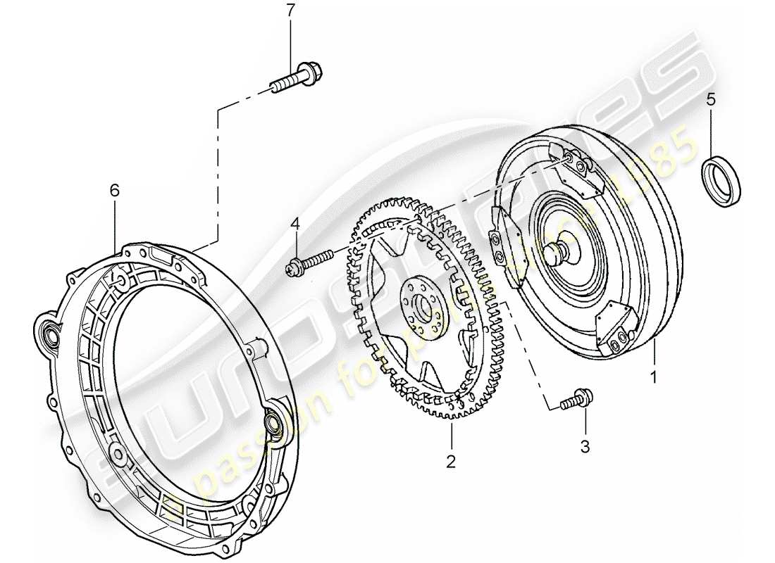 porsche 2002 (996 turbo / gt2) tiptronic - torque converter - driving disk part diagram