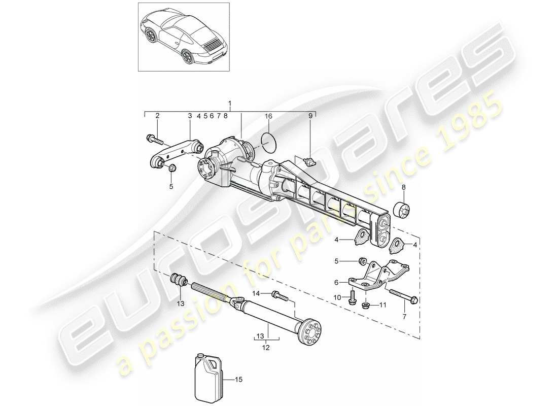 porsche 2012 (997-2) front axle differential part diagram
