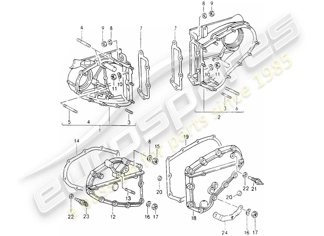 porsche 1992 (964) chain case parts diagram