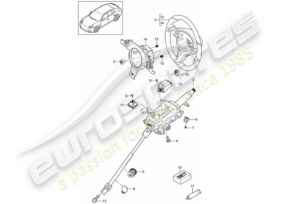 porsche panamera 970 (2012) steering wheels part diagram