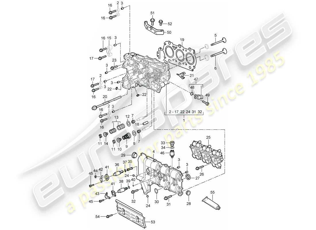 porsche 2005 (997-1) cylinder head part diagram
