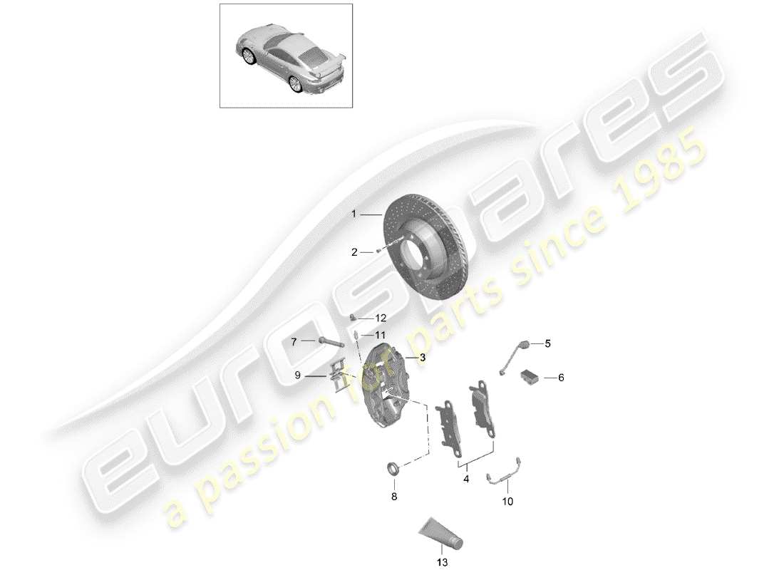 porsche 2015 (991-1 turbo) disc brakes part diagram
