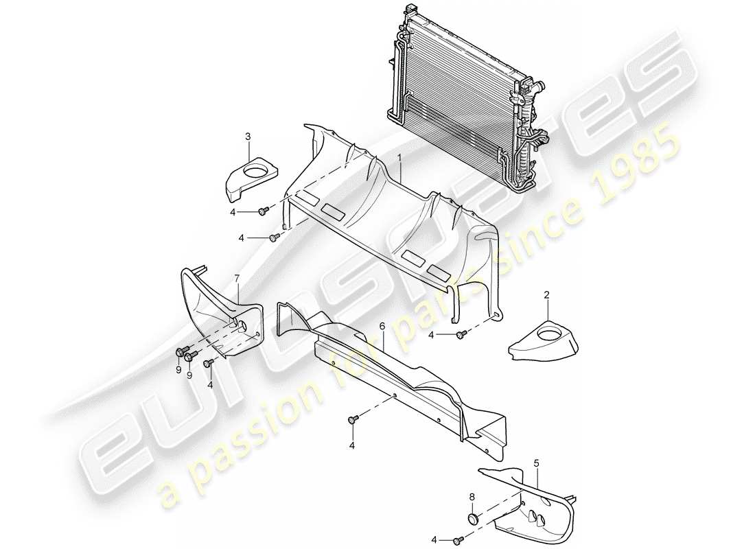 porsche 2004 (cayenne e1 9pa) air duct part diagram