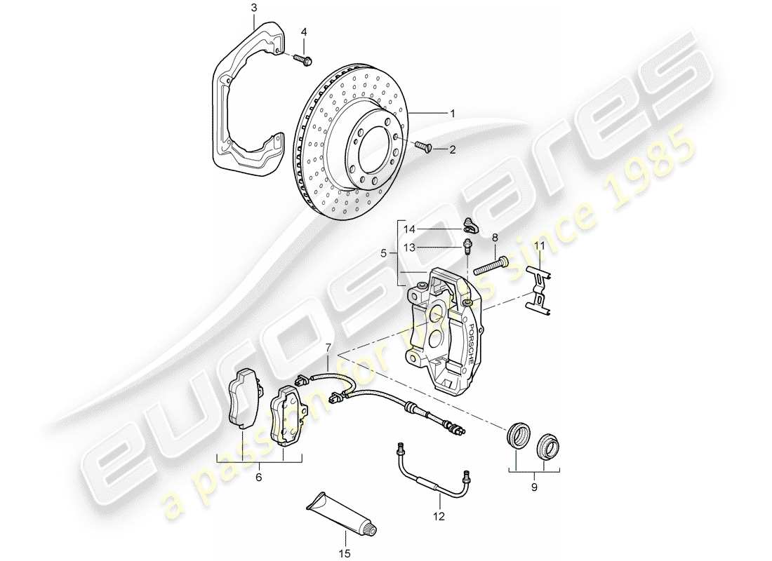 porsche 2007 (997-1 turbo / gt2) disc brakes parts diagram