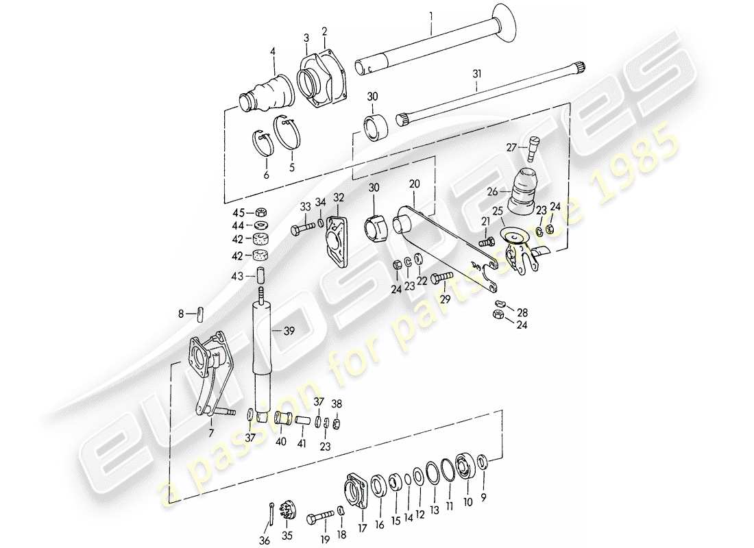 porsche 1957 (356/356a) rear axle parts diagram